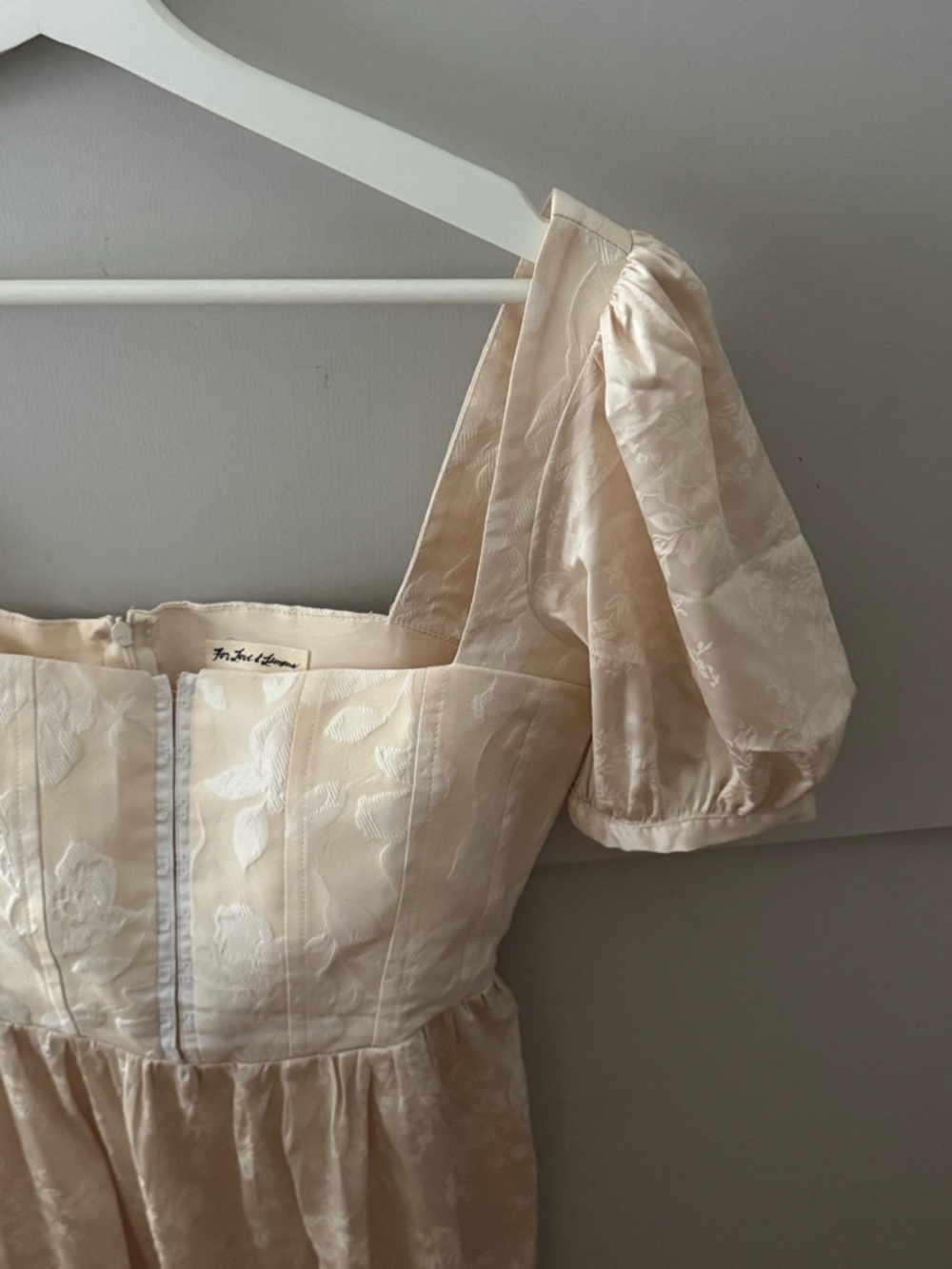 For Love & Lemons Cream Square-Neck Maxi Dress bridgerton style - Picture 4 of 5